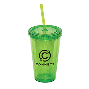DA7321
	-500 ML. 17 FL. OZ. DOUBLE WALLED TUMBLER WITH STRAW
	-Lime Green Transparent